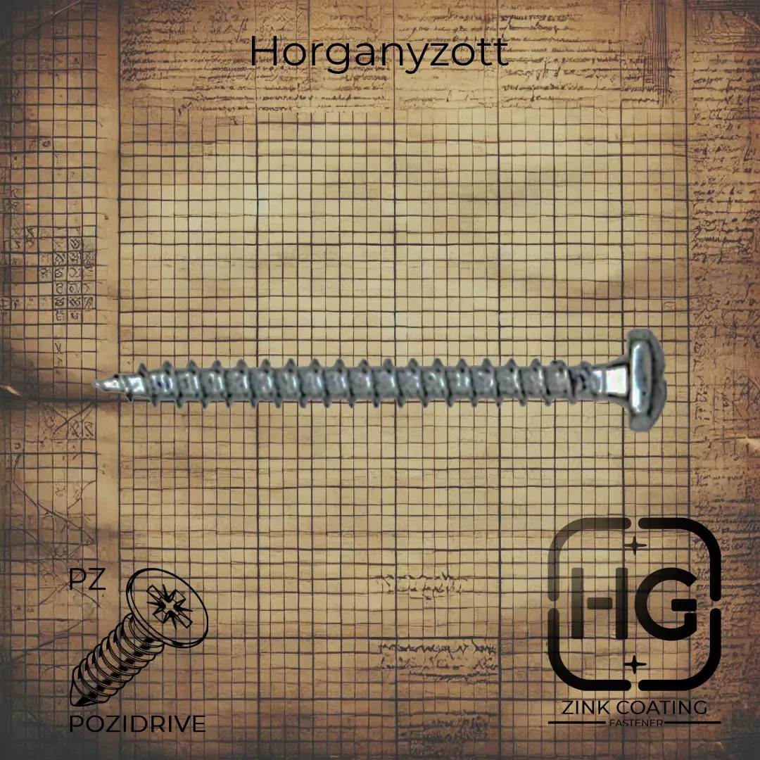5 x 80 mm Horganyzott tövigmenetes domborúfejű PZ kereszthornyos forgácslapcsavar, DIN 7505TB szabványú