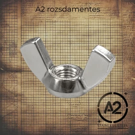 Rozsdamentes szögletes szárnyas anya, DIN 315 szabványú, A2 minőségű
