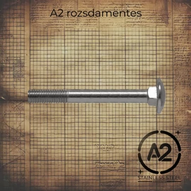Rozsdamentes kapupántcsavar, DIN 603 szabványú, A2 minőségű