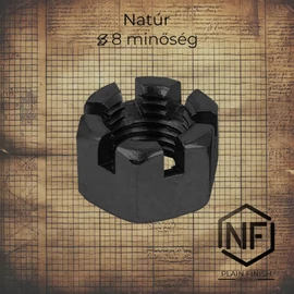 Natúr felületű koronás metrikus anya, DIN 935 szabványú, 8 minőségű