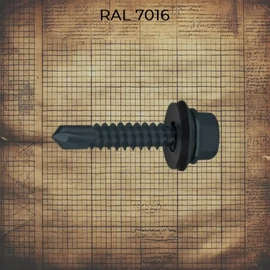 RAL 7016 színű fűzőcsavar, tömítő gumis alátéttel, DIN 7504F szabványú