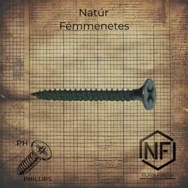 Sűrű fémmenetű gipszkartoncsavar, DIN 7505TD szabványú