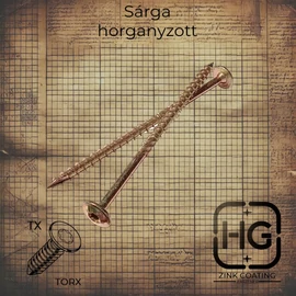 Sárga horganyzott lapos tányérfejű faszerkezet építő csavar