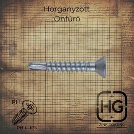 Horganyzott önfúró ablaképítő csavar