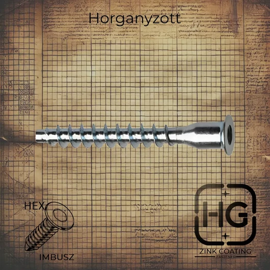 5 x 40 mm Horganyzott konfirmátor csavar, DIN 7506B szabványú