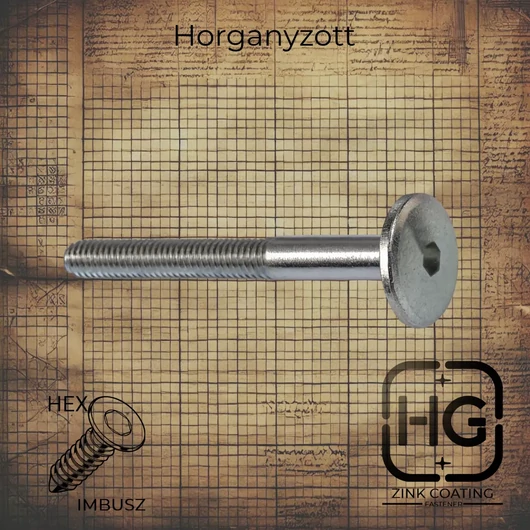 M6 x 16 mm Horganyzott domborúfejű bútorösszehúzó csavar